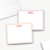 monogram notecard set, classic stationery, monogram border flat cards, stationery notecard set, personalized notecards